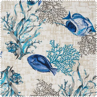 Produktbild von Motiv-Stoff Leinenoptik "Azzurro", 140 cm breit, Meterware