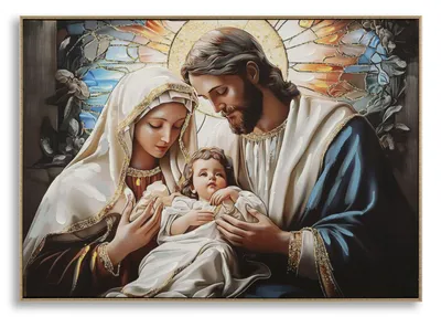 Obrázek produktu pro Nástěnný obraz Nativity lakovaný včetně rámu -B- 102 x 72 x 4 cm