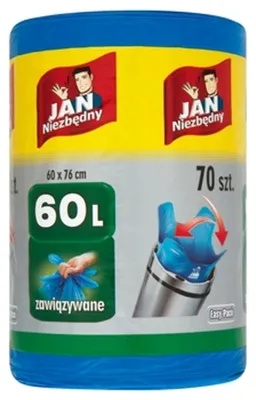 Produktbild von EASY PACK 60-Liter-Müllsäcke zum Zuknoten, JAN NIEZBĘDNY, blau, 70 Stück
