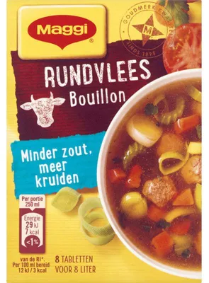 Produktbild von Maggi Minder Zout Bouillon Rindfleisch 72g – Salzreduzierte Rinderbrühe zum Kochen