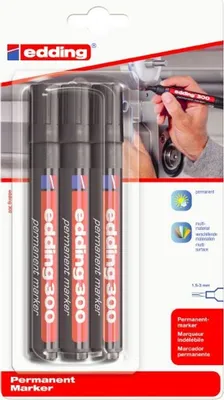 Produktbild von Edding - Filzstift 300 rund 1,5-3 mm schwarz Blister mit 3 Stück
