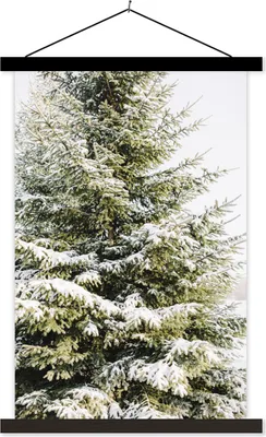 Produktbild von MuchoWow® Textilposter Winter - Schnee - Baum 60x90 cm mit schwarzem Rahmen - Poster Wohnzimmer