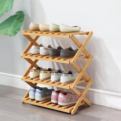 Produktbild von Famanu Schuhregal 4 Ebenen - Faltbares Bamboe Design
