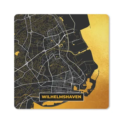 Produktbild von MuchoWow® Mauspad Mousepad Wilhelmshaven - Stadtplan - Gold - Deutschland - Karte 20x20 cm - Mousepads - Maus Mat - Pad - Mausunterlage - Desk Mat - Bureauartikeln