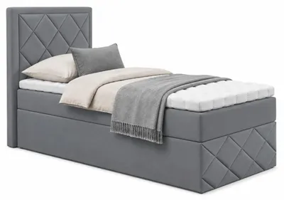 Produktbild von Bett, Boxspringbett DORMI MINI 3, 80x200 cm mit Bettkästen, Topper Visco (Dunkelgrau: Itaka 14)