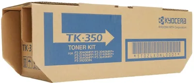 A cardboard box containing a Kyocera toner kit.