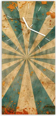 Produktbild von Wanduhr aus Glas mit Motiv Retro Sonnenstrahlen- 30 x 60 cm - inkl. Aufhängesystem