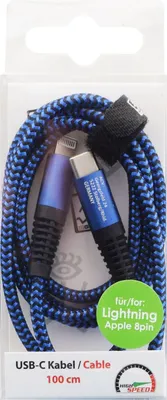 Produktbild von 2GO USB Lade-/Datenkabel Type-C - Lightning Nylon 1m blau
