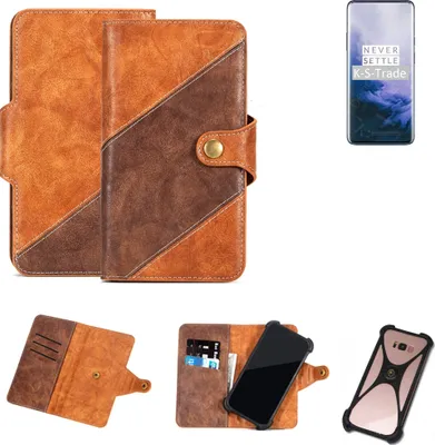 Produktbild von K-S-Trade Handyhülle Schutzhülle Bookstyle Case Wallet-Case kompatibel mit OnePlus 7 Pro 5G Cover Klapphülle Kantenschutz Smartphone dunkelbraun