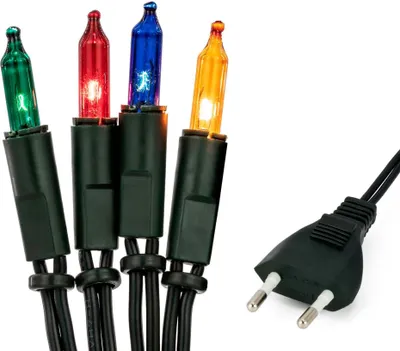Produktbild von Lichterkette innen 100 bunte Lichter, beleuchtet 14,85m, Kabel grün, Stecker