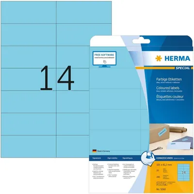 Produktbild von Etiketten A4 blau 105x42,3 mm Papier matt 280 St.