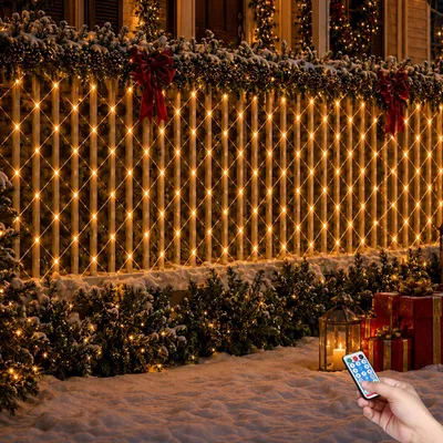 Image de Guirlande lumineuse LED d'extérieur, 2 x 3 mètres, 192 LED, 8 modes d'éclairage