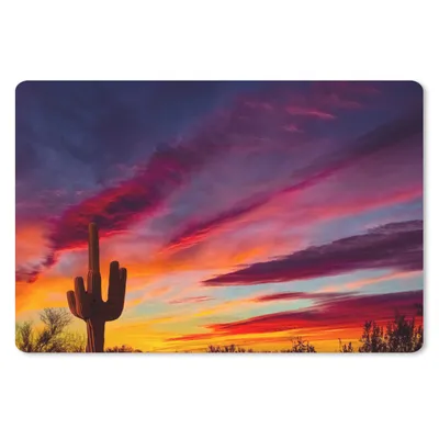 Produktbild von MuchoWow® Mauspad Mousepad Kaktus - Himmel - Sonnenuntergang - Lila - Rosa 27x18 cm - Mousepads - Maus Mat - Pad - Mausunterlage - Büroartikel - Desk Matten