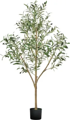Immagine prodotto di Ulivo artificiale 1,5 m - Pianta artificiale con vaso nero - Decorazione per interni - Pianta decorativa di alta qualità