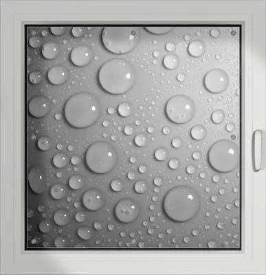 Produktbild von Wallario Lichtschutzbild, Dekorativer Sichtschutz Sonnenschutz 96 x 100 cm mit Motiv: Wassertropfen in schwarz weiß - Verdunklung ohne Bohren