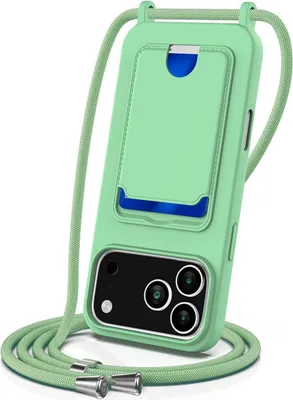 Produktbild von Mobigear Lanyard Card iPhone 17 Pro Silikon Handykette mit Kartenhalter - Grün
