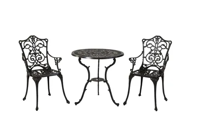 Produktbild von Merxx Gartenmöbelset Lugano graphit 3tlg., 2 Sessel, 1 Tisch Ø 70 cm - Aluminiumguss