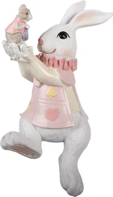 Zdjęcie produktu dla Clayre & Eef figurka dekoracyjna królik 9x9x14 cm biały plastik