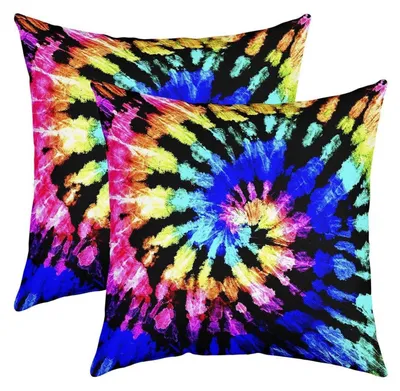 Produktbild von Kissenbezug 2er Set Tie Dye Boho Hippie 55x55cm Lila Mehrfarbig Polyester