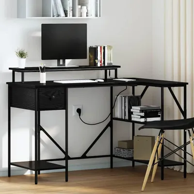 Produktbild von Eleganten-Stil Büromöbel - Schreibtisch Schwarze Eiche 120 x 79 x 86.5 cm Holzwerkstoff - Schreibtische Hommie7676785 1parcel