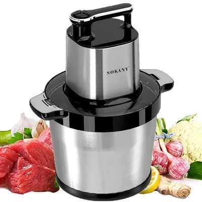 Produktbild von SOKANY Elektrischer Multizerkleinerer 8 l, 1500 W, 3 Geschwindigkeiten, Edelstahlschüssel, Silber