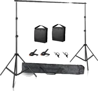 Obrázok produktu pre Podporný systém na fotografovanie, nastaviteľné pozadie, zelené plátno Chromakey, upgrade s vreckom na piesok, stojan 2,6 x 3 m