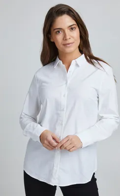 Produktbild von fransa FRZAOXFORD Damen Langarmshirt Langarmbluse Bluse Hemdbluse Stehkragen mit Stretch