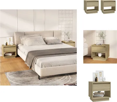 Produktbild von vidaXL Nachttische 2 Stk. Sonoma-Eiche 45x34x44 cm Holzwerkstoff -  Nachttische