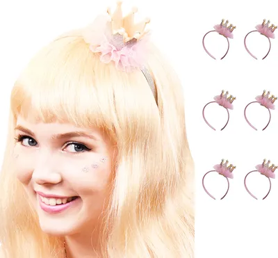 Produktbild von Prinzessin Glitzer Krone mit Perlen und Rüschen | 6er Set