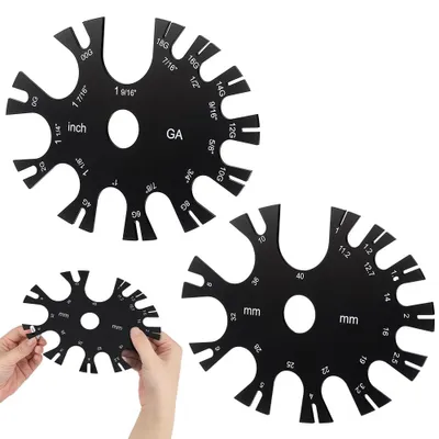 Image de Roulettes de mesure en acrylique - Outil de mesure pour piercings, avec une échelle de 1 à 40 mm en millimètres et en pouces - Lot de 2
