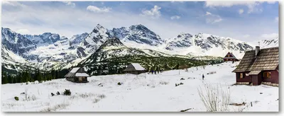 Produktbild von Tulup® Glas-Bild Wandbild aus Glas - 125x50 - Wandkunst - Wandbild hinter gehärtetem Sicherheitsglas - Dekorative Wand für Küche & Wohnzimmer  - Landschaften - Alm Bergweide Tatra - Weiß