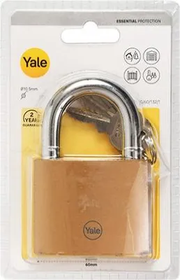 Produktbild von YALE YE11G/60/132/1 Vorhängeschloss mit goldfarbenem Bügel aus Gusseisen, 60 mm Blister