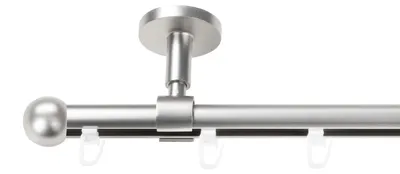 Produktbild von SN Deco Gardinenstange Innenlauf Straßburg, 19 mm, 1-läufig, Stahl, Komplett-Set mit Ringen, Profildeckentrager, 360 cm, chrom matt
