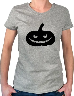 Produktbild von Huuraa Damen T-Shirt Halloween Kürbis Pumpkin M Sport Grey Bio Baumwolle Fairtrade Damenshirt Geschenkidee
