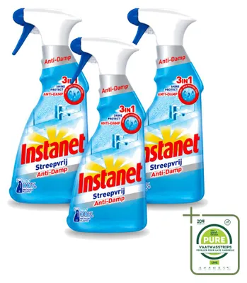 Produktbild von 3 x Instanet 3-in-1 Reinigungsspray – Anti-Beschlag & Streifenfrei – 500 ml - Großpackung - 3 Stücke