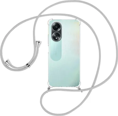 Produktbild von Handykette Backcover-Schutzhülle mit Band (Metall silberfarben) für Oppo A58 4G (CPH2577) - silbergrau