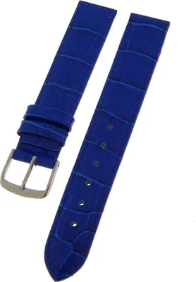 Produktbild von Uhrenarmband Kalbleder LEDER blau 16mm mit Alligator-Struktur