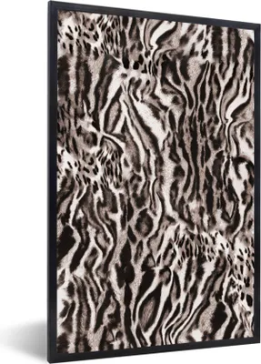 Produktbild von MuchoWow® Gerahmtes Poster Pantherdruck - Braun - Formen 60x90 cm - Poster mit Schwarzem Bilderrahmen Wandposter Rahmen Foto Bilder - Kunst