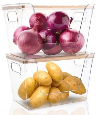 Produktbild von Stapelbare Vorratskasten-Organizer für Gemüse und Obst - 2er Set