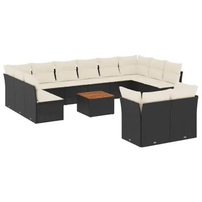 Produktbild von vidaXL 13-tlg. Garten-Sofagarnitur mit Kissen Schwarz Poly Rattan