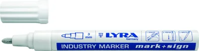 A white marker with its cap off, lying on a white background.