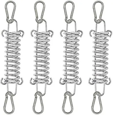 Produktbild von 4 Stück Zugfeder Spannfeder Sonnensegel Befestigung Sprungfeder Stahlfeder Federschnalle mit 8 Stück Karabiner für Campingzelt Sonnensegel Markise