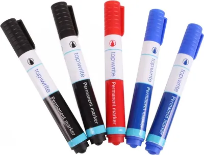 Produktbild von Topwrite - Permanentmarker-Set 5 Stück (Schwarz/Blau/Rot)