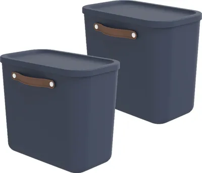 Produktbild von Rotho Aufbewahrungsbox 2er-Set 25L Maloja - Kunststoffbox 40 x 23,5 x 34 cm - Box mit Deckel - Stapelbox sicher verschließbar - Plastikbox