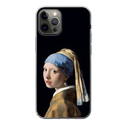 Produktbild von MuchoWow® Handyhülle Schutzhülle Hülle für iPhone 12 Pro Mädchen mit Perlenohrring - Vermeer - Kunst Silikon Softcase Handy Hülle - Abdeckung