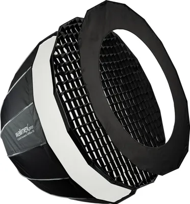 Obrázok produktu pre Walimex pro Studio Parabolic Softbox 120 cm, otočný o 360°, jednoduché nastavenie vďaka funkcii dáždnika, vrátane mriežky, masky, adaptéra Bowens a prepravnej tašky, ideálny na portréty a kozmetické zábery