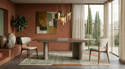 Image de Table de salle à manger, 2 chaises, style moderne, couleur marron, extensible, rectangulaire