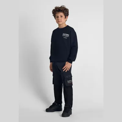 Immagine prodotto di Pantaloni cargo Minoti in cotone elasticizzato, colore nero, taglia 110, per ragazzi