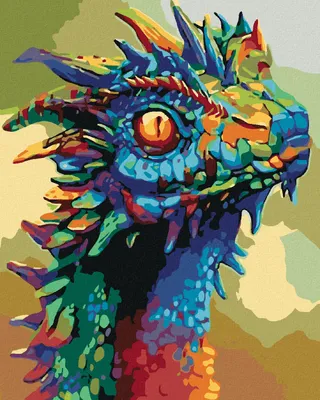 Obrázek produktu pro Zuty - Malování podle čísel - BAREVNÝ DRAK, 40x50 cm, vypnuté plátno na rám
