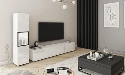 Obrázok produktu pre Obývacia stena Berlin I biela lesklá – moderná TV zostava do obývačky